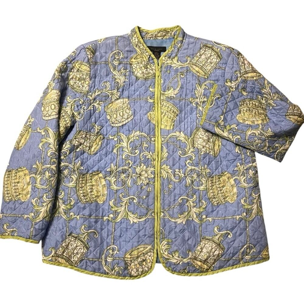 Y2K Silkland Quilted Silk Coastal Grandma Old Money Pastel Luxury Jacket 1X